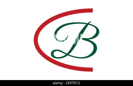 CB, BC Letter Logo Design with line. Creative Lettering Logo Vector Illustration. Stock Vector