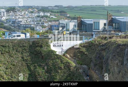 Lusty Glaze beach, Newquay, North Cornwall, UK. Taken on 9th September 2022. Stock Photo