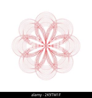 Spirograph abstract symmetrical ornament. Fractal graphic element. Stock Vector