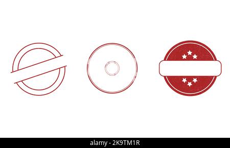 Vector Stamp without text. Set of Stamps. Red Stamps. Grunge Rubber Texture Stamp. Distressed Stamp Texture. Post Stamp Collection. Circle Stamps Stock Vector
