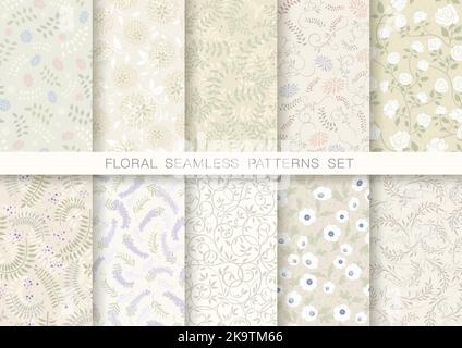Vector Botanical Background Set With Text Space Isolated On A White Background. Stock Vector