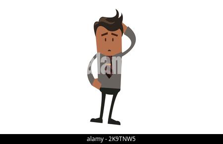 cute little kid boy show unsure and confused pose expression Stock Vector