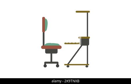 Business Office Desk Line Art Vector Illustration Stock Vector