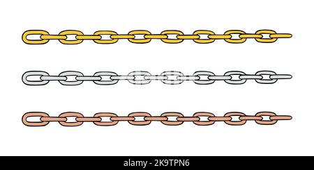 Chain as symbol of unity and cooperation. Sketch of metal chains. Vector illustration isolated in white background Stock Vector