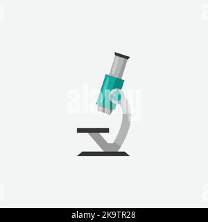 Microscope icon, flat style. - Vector Stock Vector