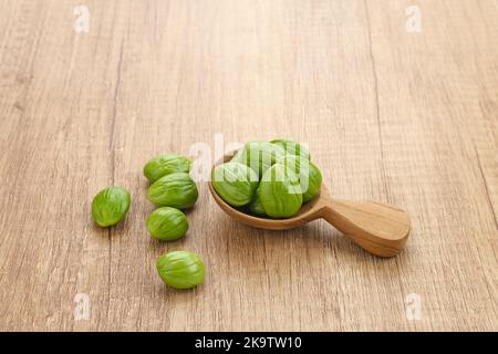 Pete or Petai beans, usually eaten raw or for other cooking ingredients. Popularly known as stink bean. Stock Photo