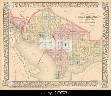 Plan of the City of Washington, the Capitol of the USA. MITCHELL 1869 old map Stock Photo