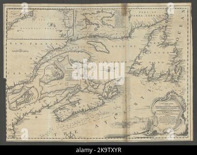 The Coast of New England, Nova Scotia, New France or Canada. GENTS MAG 1746 map Stock Photo