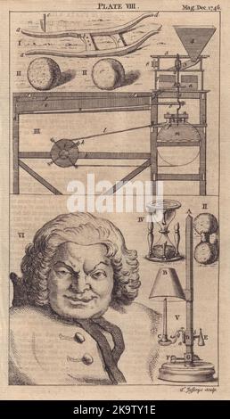 Corn cleaning machine. Simon Fraser 11th Lord Lovat executed for Treason 1746 Stock Photo