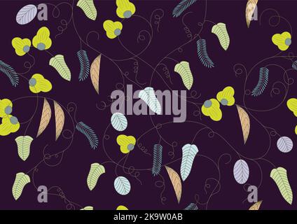 Seamless Vector Background With Blue Floral Pattern On A White Background. Horizontally And Vertically Repeatable. Stock Vector