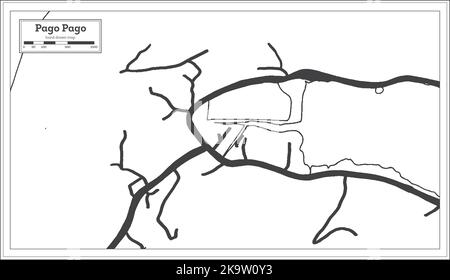 Pago Pago American Samoa City Map in Black and White Color in Retro Style Isolated on White. Outline Map. Vector Illustration. Stock Vector