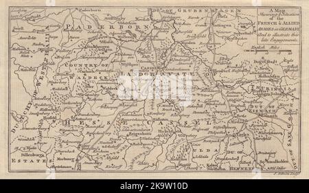 Situation of the French & Allied Armies in Germany. Hesse Kassel GIBSON 1760 map Stock Photo
