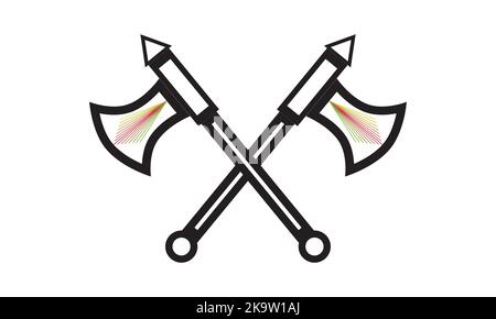 Crossed Axes, Crossed Broad axe, medieval axe, Battle axe, executioner axe in vector Stock Vector