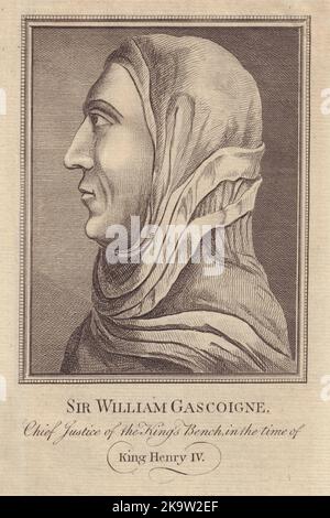 Sir William Gascoigne, Chief Justice of England, reign of King Henry IV 1781 Stock Photo