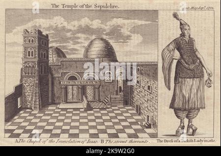 Church of the Holy Sepulchre, Jerusalem. Turkish Lady in 1610 1782 old print Stock Photo