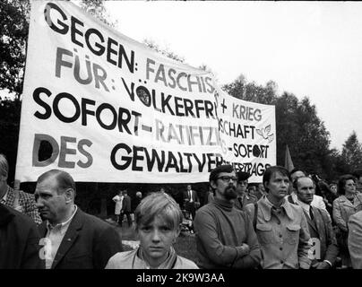 Left and peace movement committed flowers for Stukenbrock at the graves of Soviet war victims of the Nazi regime as a sign of reconciliation here on Stock Photo