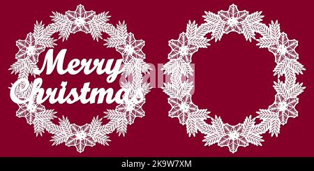 Set of two templates for laser cutting. Christmas wreath. Vector Stock Vector