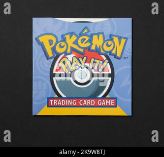 Pokemon card game becomes interactive with introduction of a cd based game for download to computer. Stock Photo