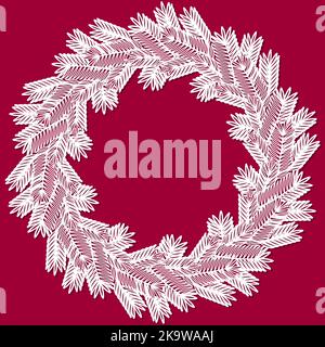 Christmas wreath of fir branches. Template for laser cutting. Vector Stock Vector