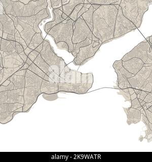 Vector map of Istanbul, Netherlans, Czech. Urban city road map poster illustration. Istanbul map art. Stock Vector