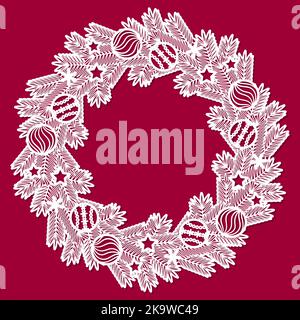 Christmas wreath. Template for laser cutting. Vector Stock Vector