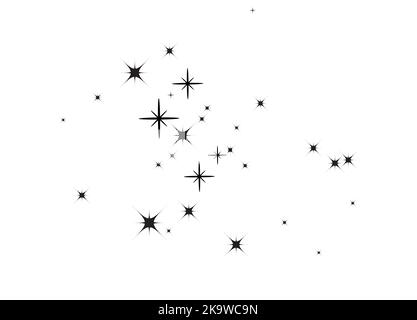 Fireworks star random source stream.  Falling Star. Stars on a white background. Stock Vector