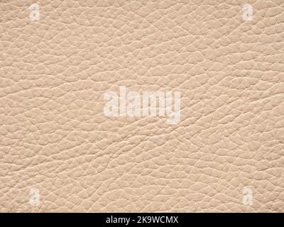 Beige leather sample. Background with copy space, top view. Texture of genuine leather in a light tone closeup. Backdrop textured effect for design Stock Photo