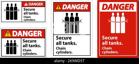 Danger Sign Secure All Tanks, Chain Cylinders Stock Vector Image & Art ...
