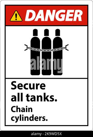 Danger Sign Secure All Tanks, Chain Cylinders Stock Vector Image & Art ...