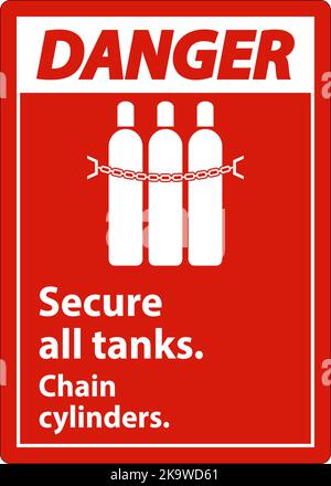 Danger Sign Secure All Tanks, Chain Cylinders Stock Vector Image & Art ...