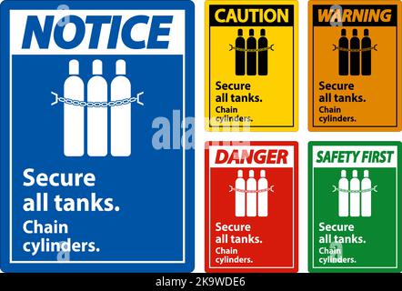 Notice Sign Secure All Tanks, Chain Cylinders Stock Vector Image & Art ...