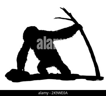 Prehistoric primates gigantopithecus. Giant orangutan. Ancestors of humans illustration. Stock Photo