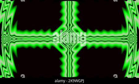 green frequency sound waves spreading to the edges on creative abstract background with 3D rendering illustration for energy, frequency and physics co Stock Photo