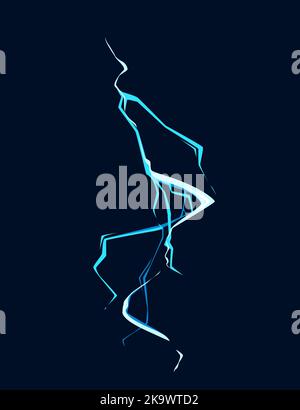 Blue lightning hit effect cartoon style design vector illustration on ...