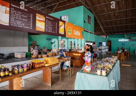 Customers shop at a local cafe and restaurant. Amazonas, Brazil. Stock Photo