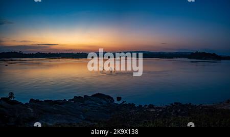 Dawn at the Rio Tapajos, a tributary to the Amazon river. Amazonia National Park, Pará, Brazil. Stock Photo