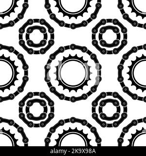 Differente Bicicle Chain Frames Seamless Pattern Isolated on White Background Stock Vector