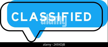 Speech banner and blue shade with word classified on white background Stock Vector