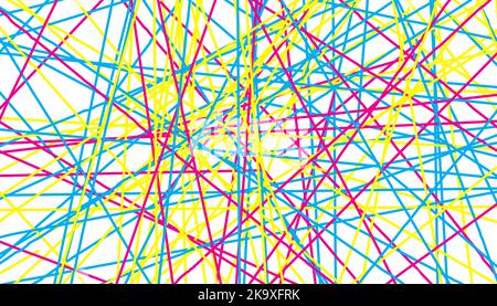Grunge background, cmyk pattern, smy backdrop. Chaotic straight lines. Vector illustration Stock Vector