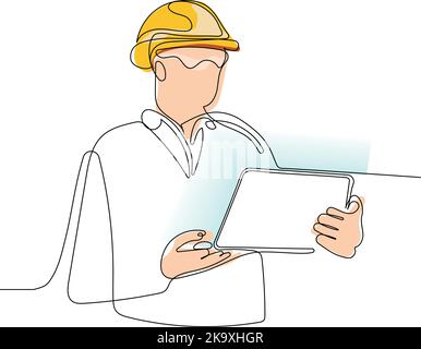 construction manager and engineer working on building site. Vector illustration Stock Vector