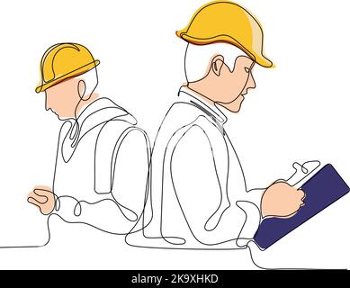 construction manager and engineer working on building site. Vector illustration Stock Vector