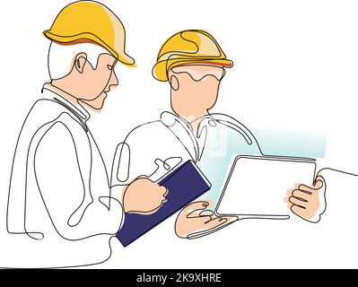 construction manager and engineer working on building site. Vector illustration Stock Vector