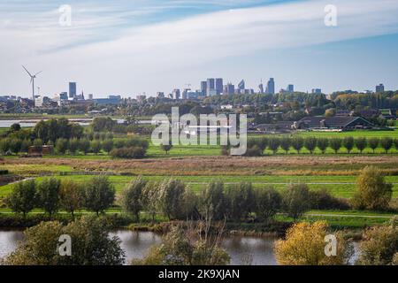 Skyline of the city of The Hague, Netherlands as seen from a vantage point in the Dutch countryside Stock Photo