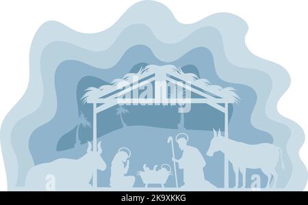 manger nativity characters silhouettes Stock Vector