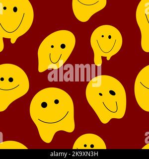 Liquid fun smile seamless pattern. Funny background Stock Vector