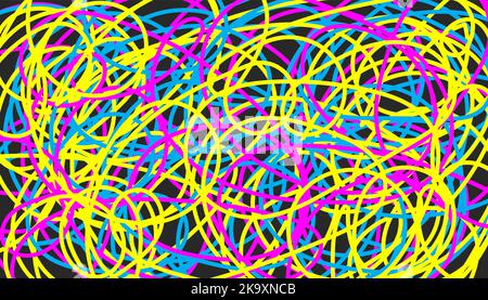 Confusing background, complex pattern, doodle backdrop. Hand drawn doodle grunge background Stock Vector