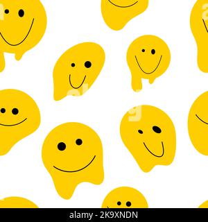 Liquid fun smile seamless pattern. Funny background Stock Vector