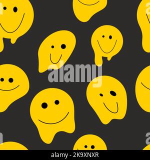 Liquid fun smile seamless pattern. Funny background Stock Vector