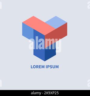 Geometric shape, 3d logo. Business icon. Digital geometric vector symbol Stock Vector