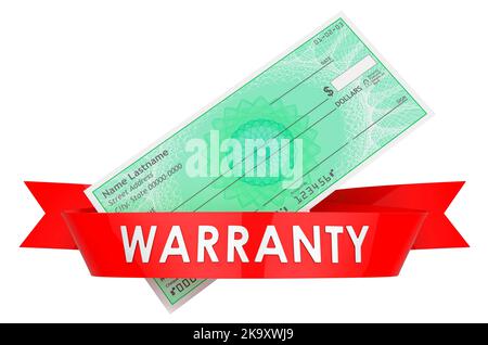 Bank check warranty concept. 3D rendering isolated on white background Stock Photo